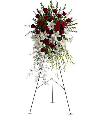 Lily and Rose Tribute Spray from Rees Flowers & Gifts in Gahanna, OH